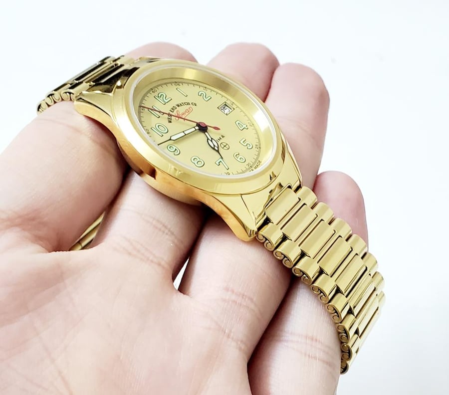 ساعة وست اند واتش كو كوارتز انالوج 34mm أرقام انجليزي ستانلس ستيل ذهبي للجنسين - فنتج