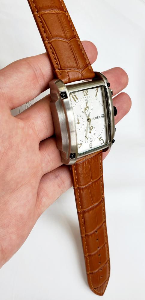 ساعة نوركس السويسرية انالوج كوارتز كرونو غراف (SWISS MADE) مقاس 40mm جلد بني للرجال - فنتج
