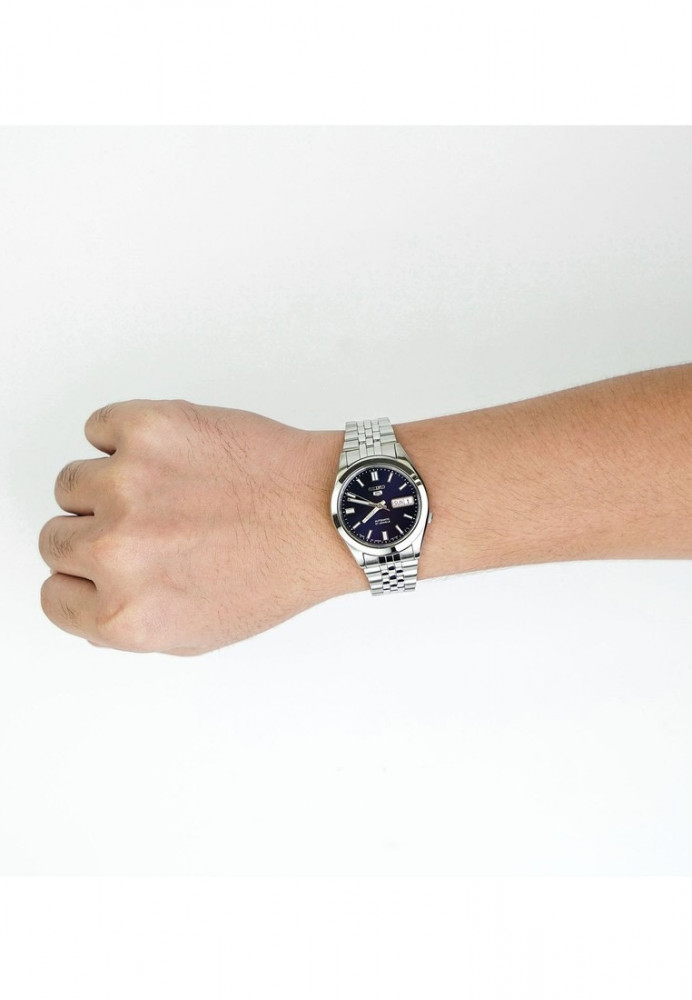 Seiko 5 Men's Automatic Watch SNXB41J_5 Japan Made Blue Pattern Dial Jubilee Stainless Steel Strap Watch for mens SNXB41J