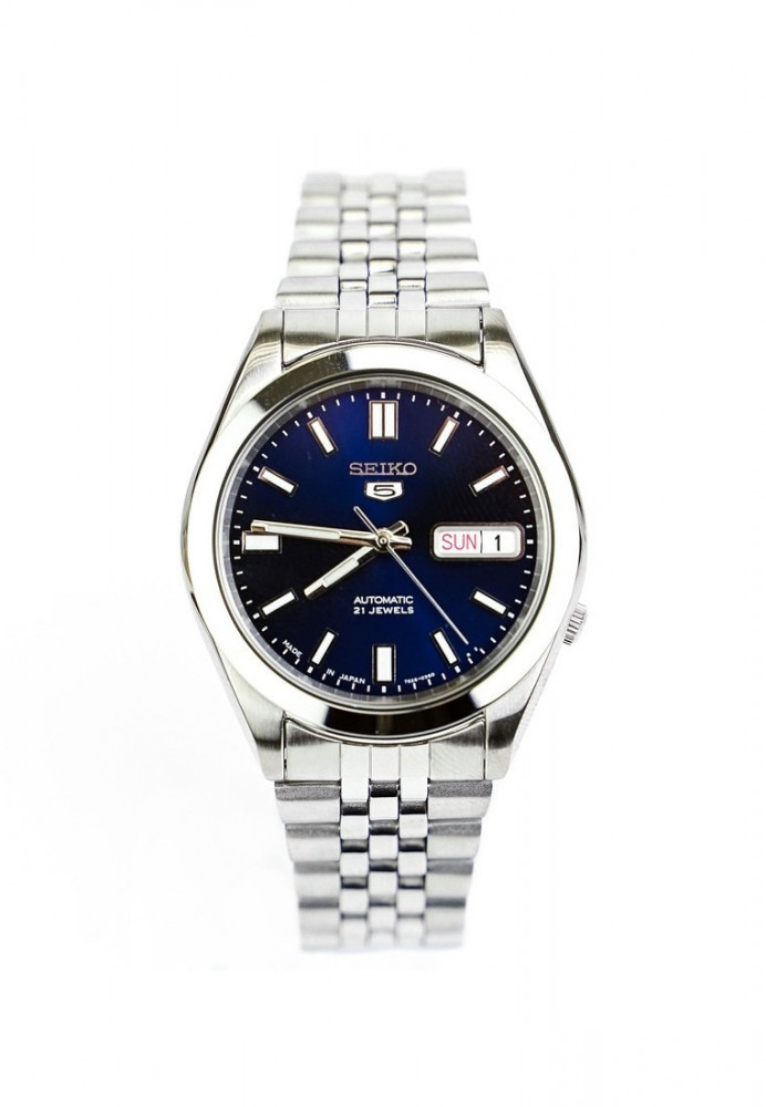 Seiko 5 Men's Automatic Watch SNXB41J_5 Japan Made Blue Pattern Dial Jubilee Stainless Steel Strap Watch for mens SNXB41J