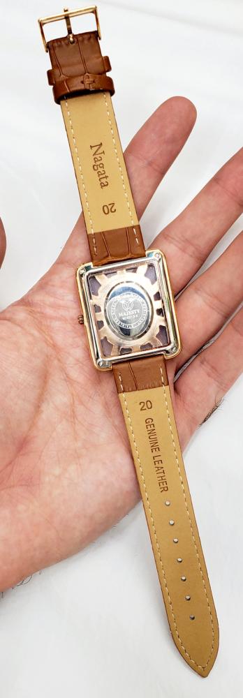 ساعة ماجستي السويسرية انالوج كوارتز( فصوص زركون ) (SWISS MADE) مقاس 38mm جلد بني للجنسين - فنتج