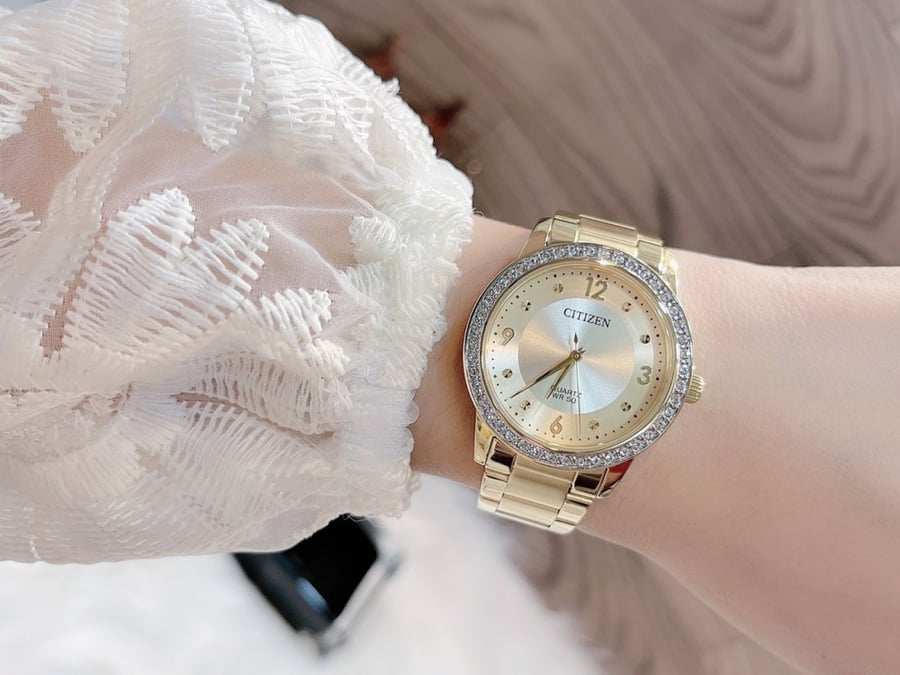 Citizen Gold Tone Crystal Quartz EL3092-86P Women's Watch
