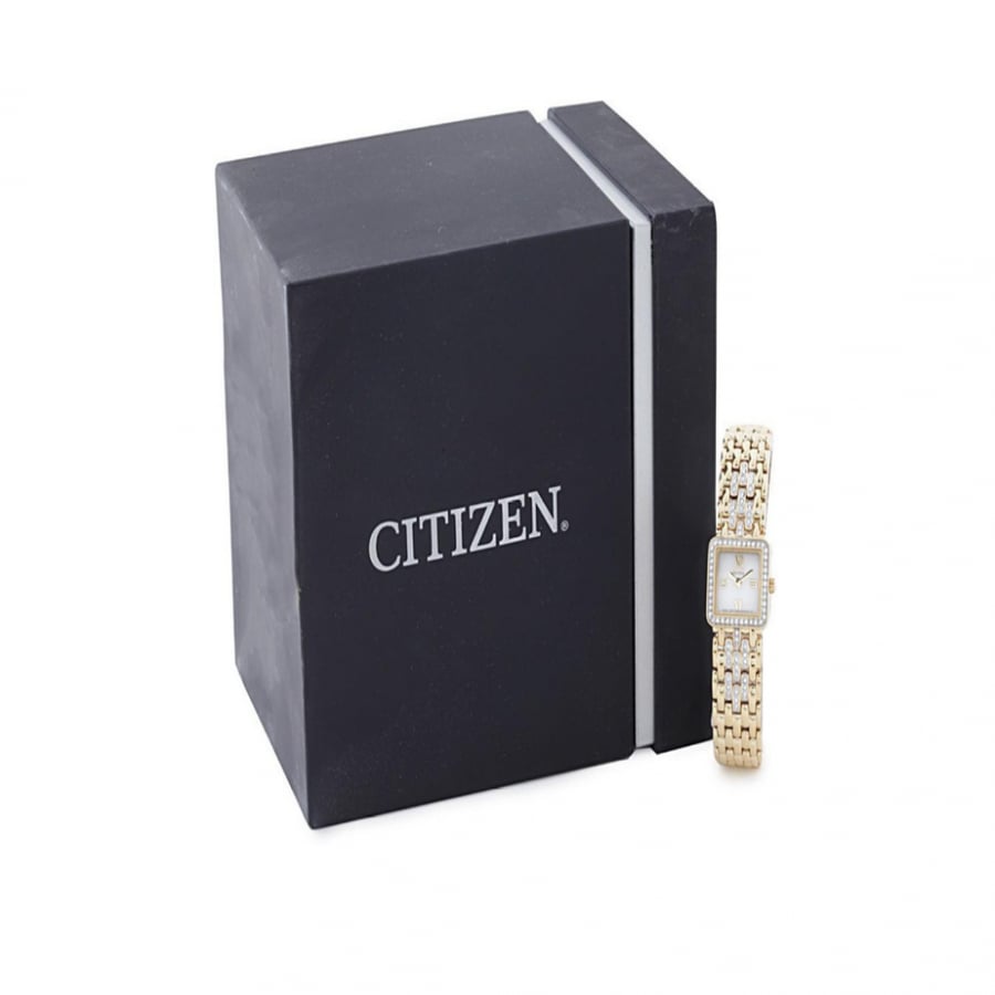 Citizen Ladies Gold Tone Silhouette Crystal Watch EW9792-58A