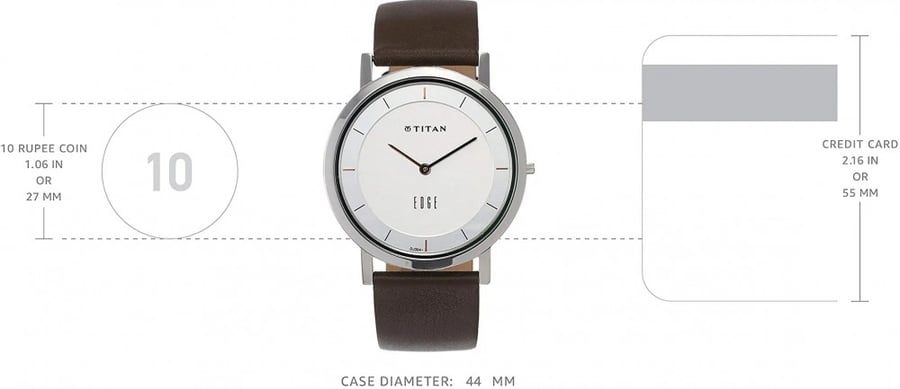 ساعة تايتان ايدج الهندية الرقيقة انالوج كوارتز - NR1595SL03 - TITAN EDJ WATCH NEW