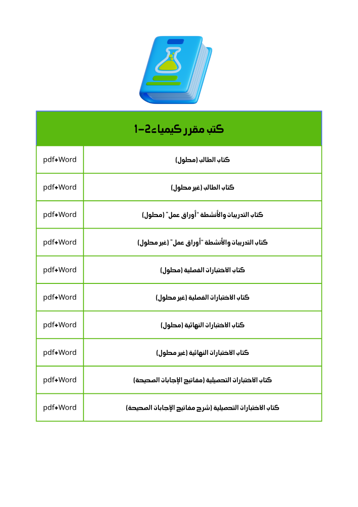 كتب مقرر كيمياء2-1 لعام 1448هـ