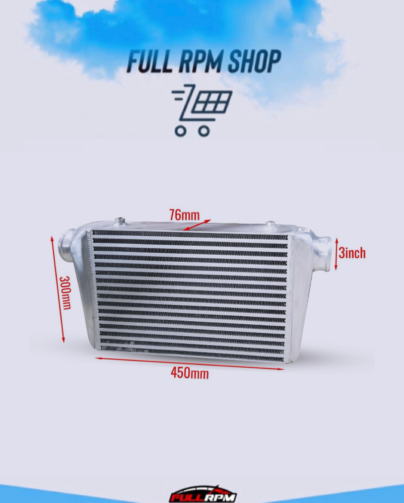 انتركولر 3.5 انش مدخل ومخرج intercooler 450X300X89 3 inch