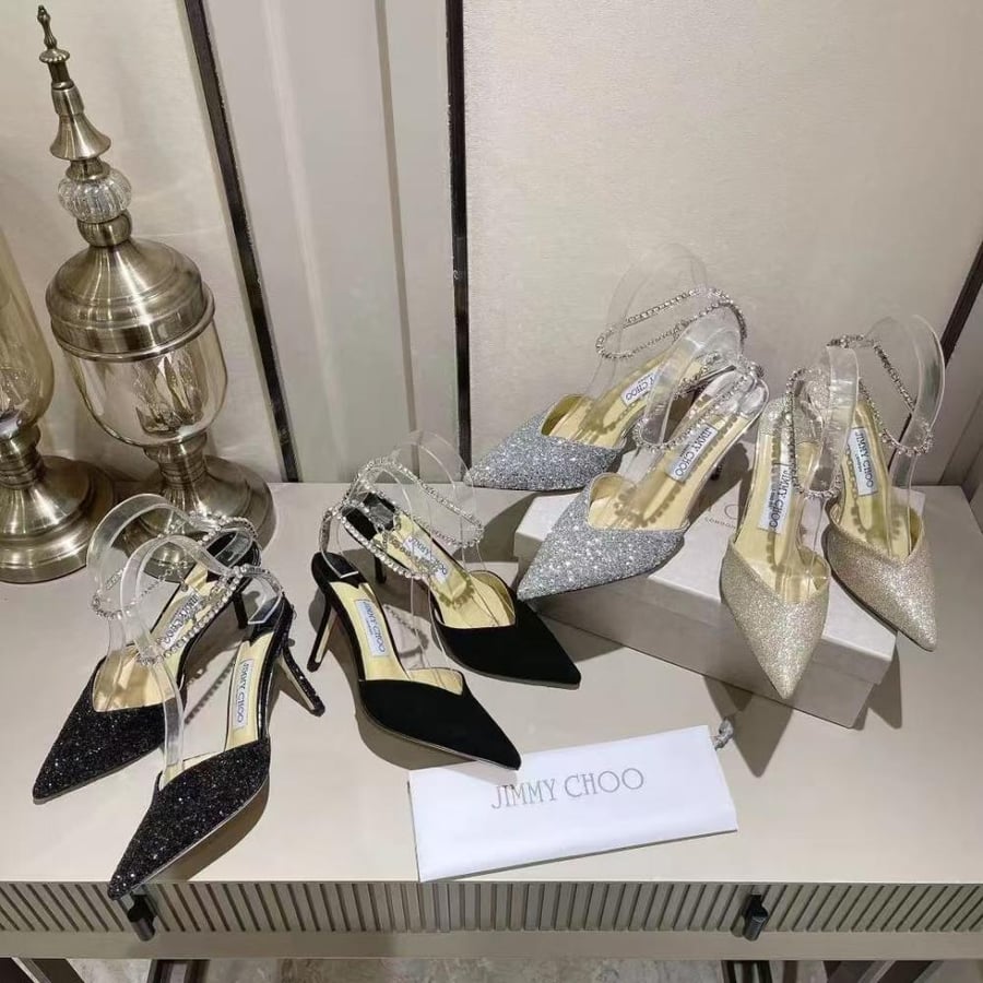 حذاء كعب مفتوح مرصّع من Jimmy Choo