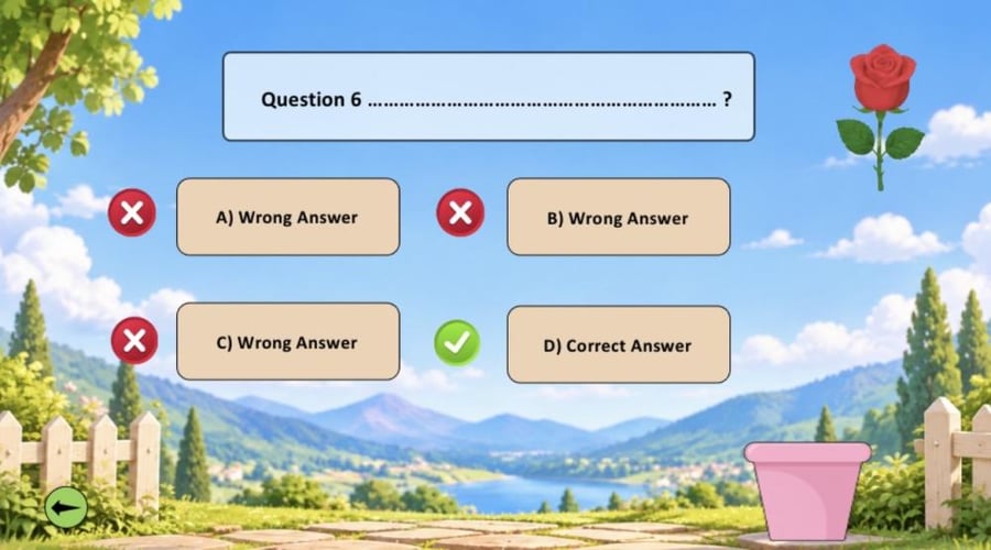 لعبة حديقة الزهور باللغة الإنجليزية مدعومة بالذكاء الاصطناعي