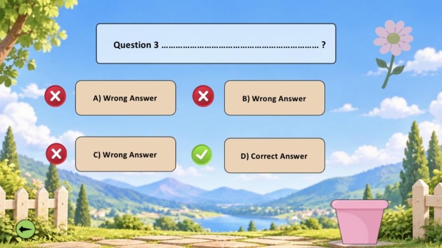 لعبة حديقة الزهور باللغة الإنجليزية مدعومة بالذكاء الاصطناعي