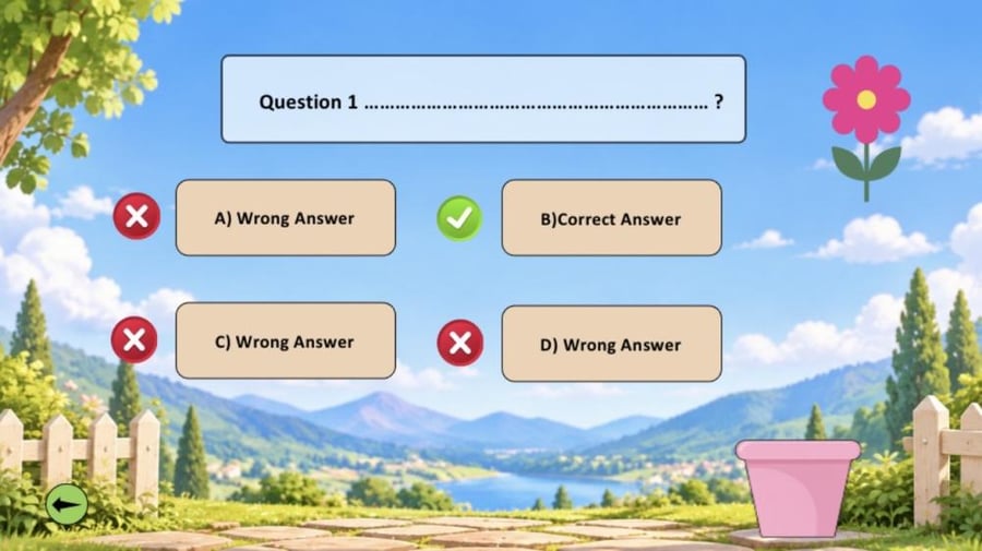 لعبة حديقة الزهور باللغة الإنجليزية مدعومة بالذكاء الاصطناعي