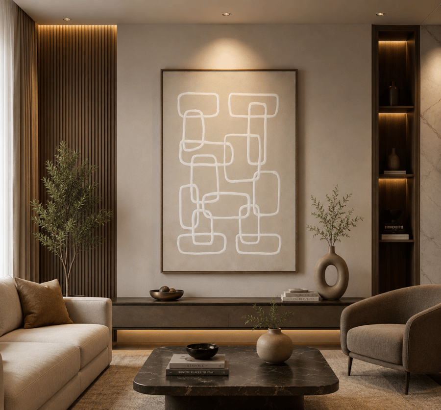 لوحة حائط بإطار بيج مقاس 100 × 150 سم