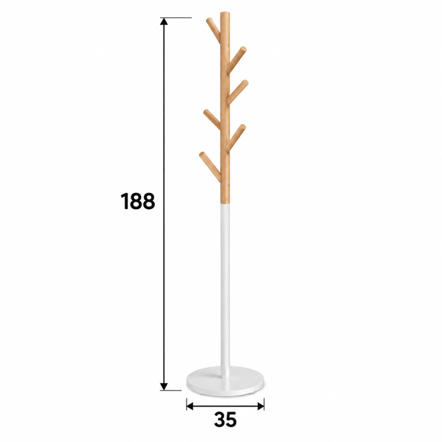 علاقة ملابس أرضية مودرن باللون الأبيض والخشبي