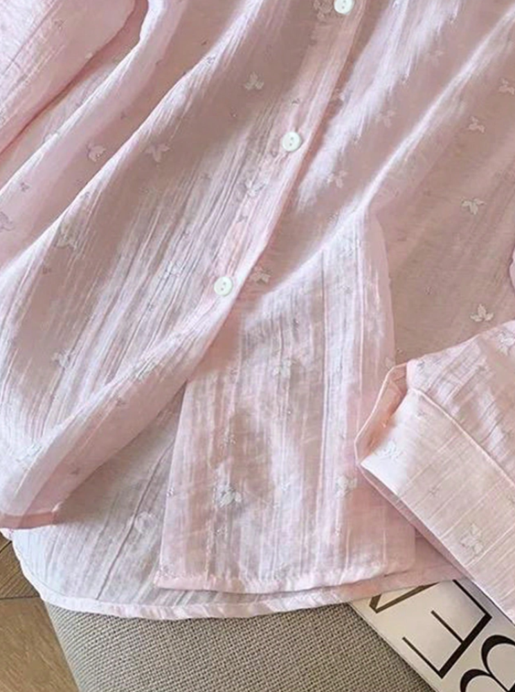 SHEIN بلوزة أنيقة نسائية فضفاضة رقيقة الظهر مربوطة الأكمام طويلة الأكمام