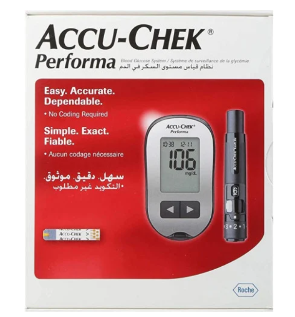 جهاز فحص السكر في الدم شركة بيرفورما (Accu-Chek Performa)