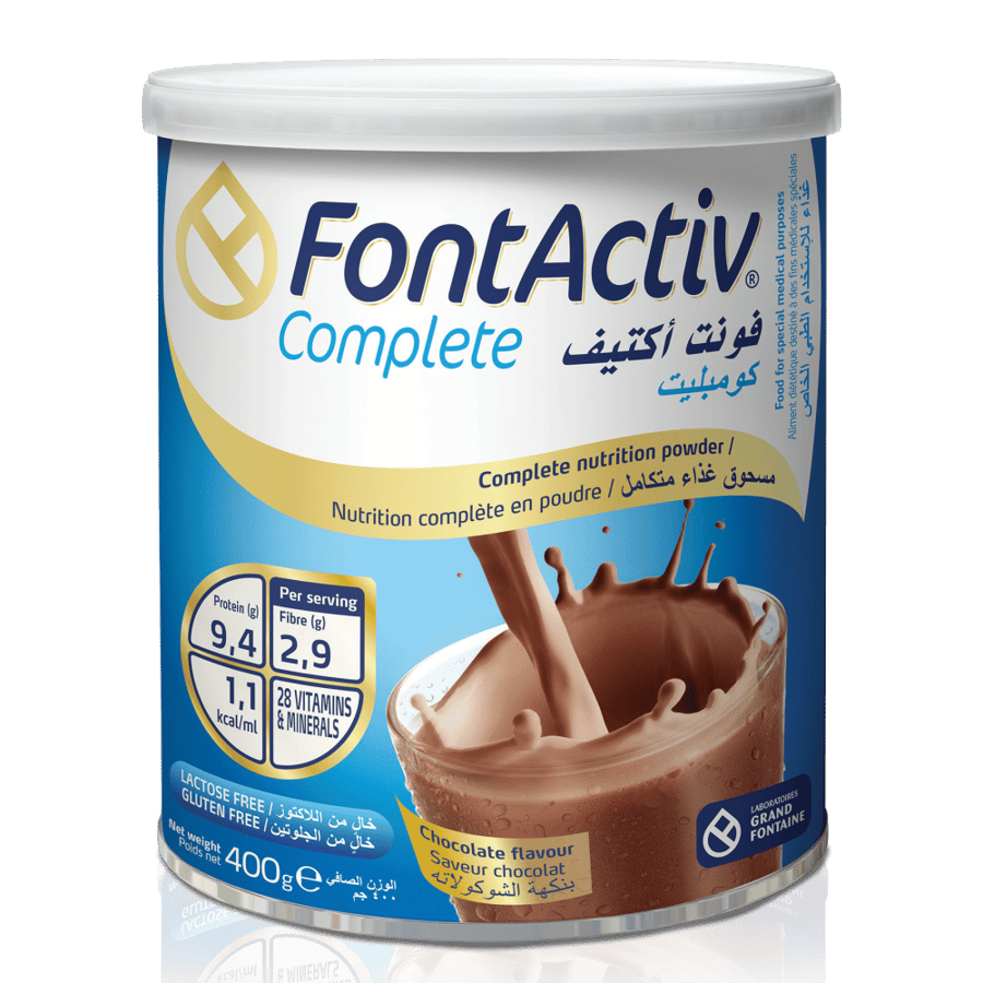 فونت أكتيف كومبليت مسحوق غذاء متكامل بنكهه الشوكولاته 400 جم