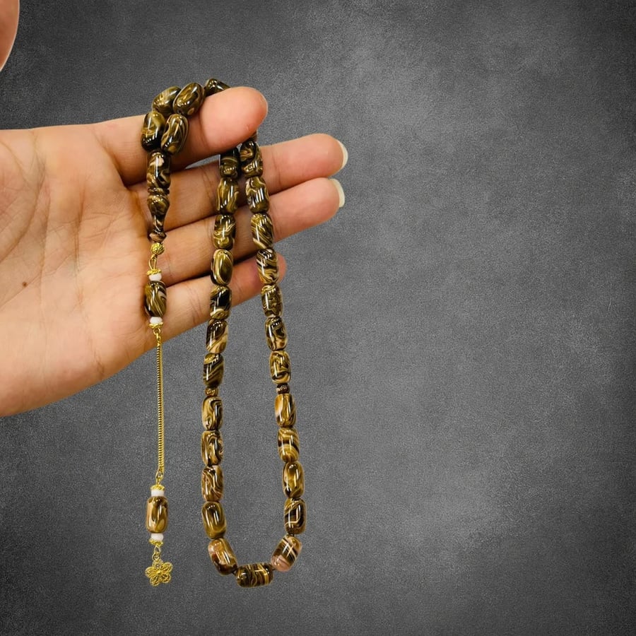 سبحة فاتوران بلون بني مموج  فاتح