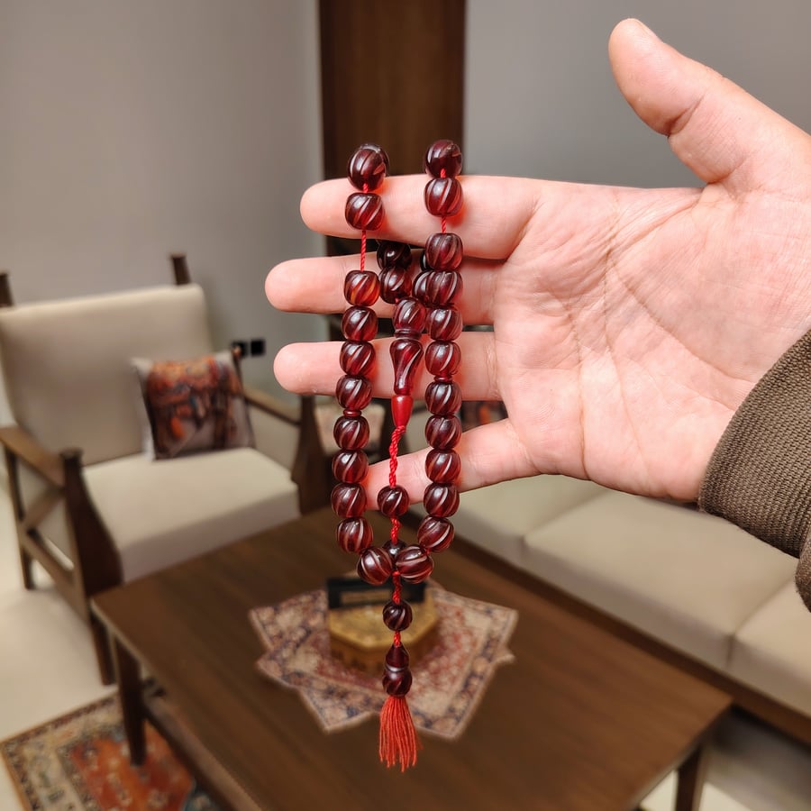 Elegant German Bead Rosary - Deeply Gradated Red
