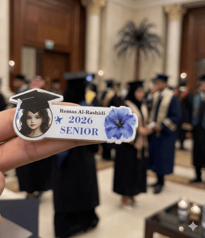 بروش تخرج 2026 مستطيل وردة زرقاء