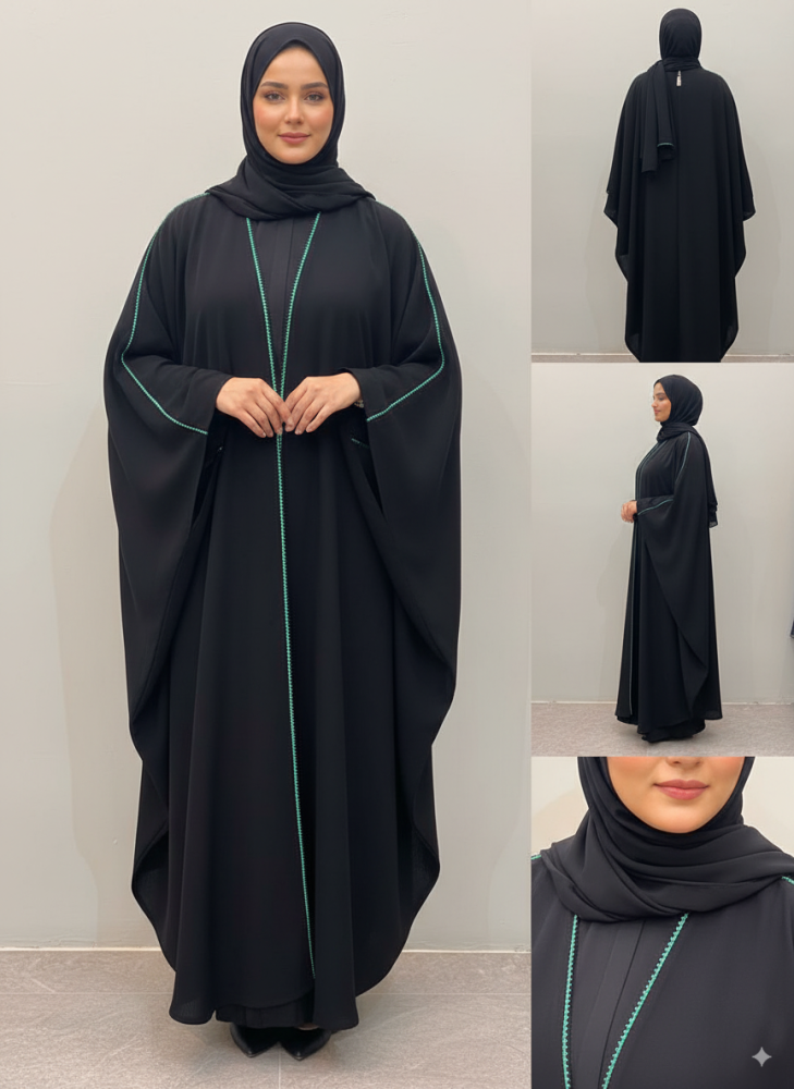 عبايه لنن هندي مع تطريز خلفي