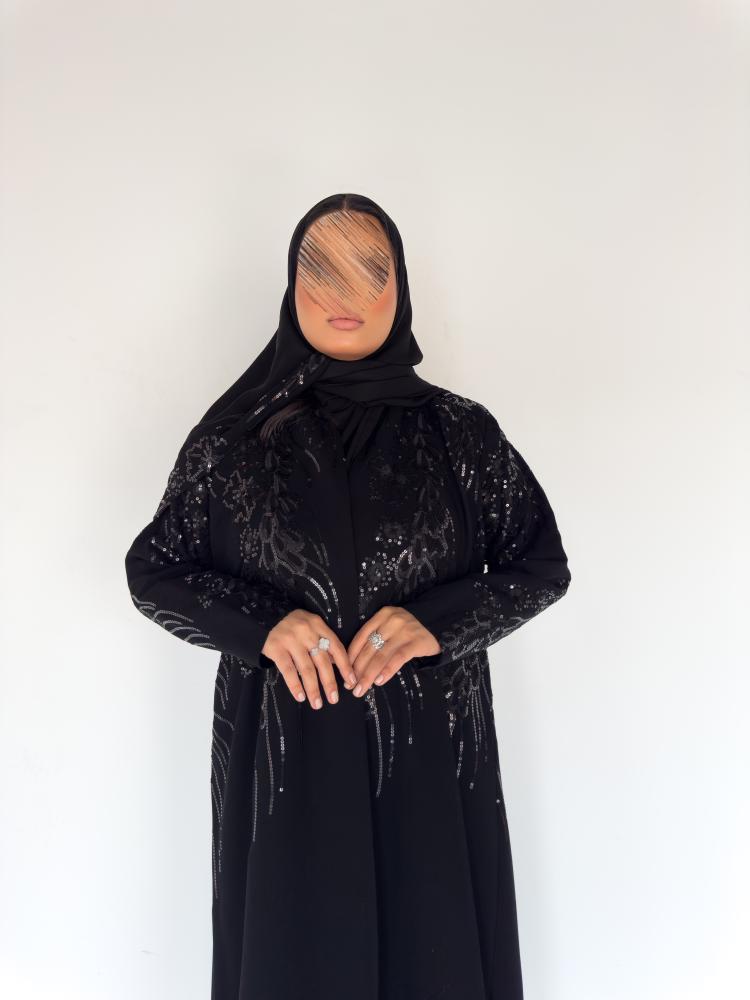 عبايه العيد بقماش سيراميك خفيف مبطن بليزر وشك مع تطريز