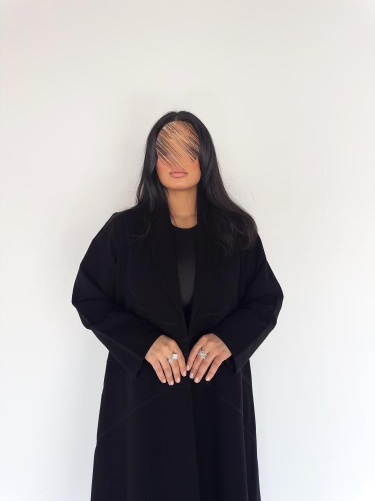 Formal blazer abaya with precise stitching, made of Indonesian ceramic fabric