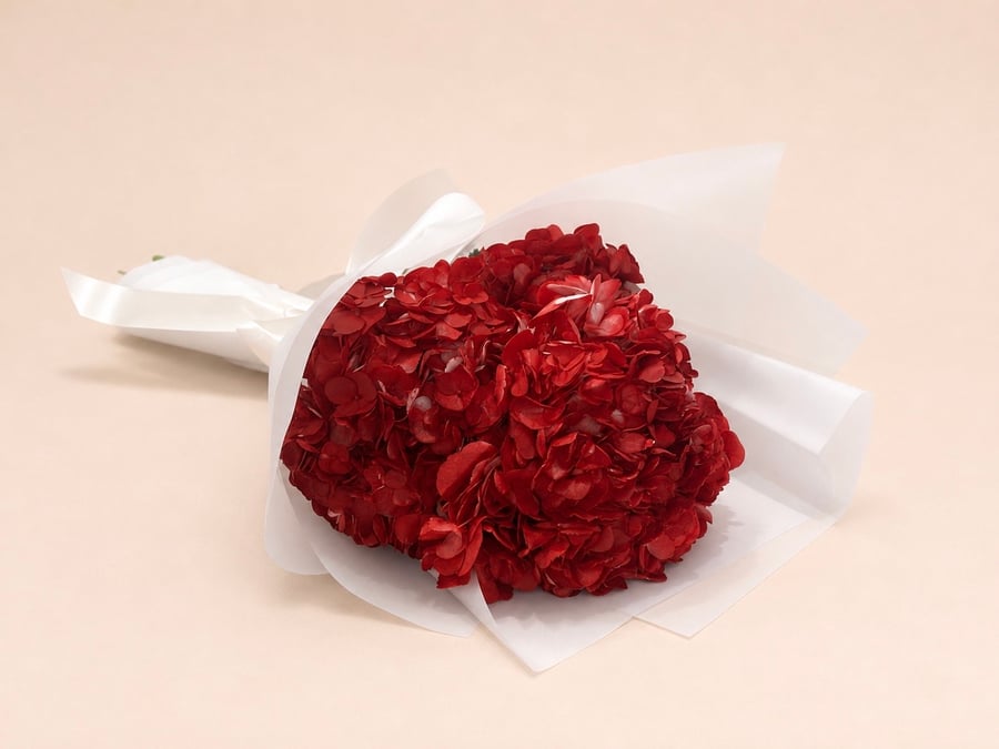 باقة هدرنجا حمراء من AWE FLORAL