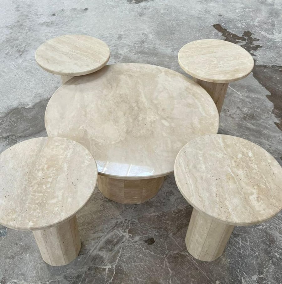 Marble table Travertine +4 service