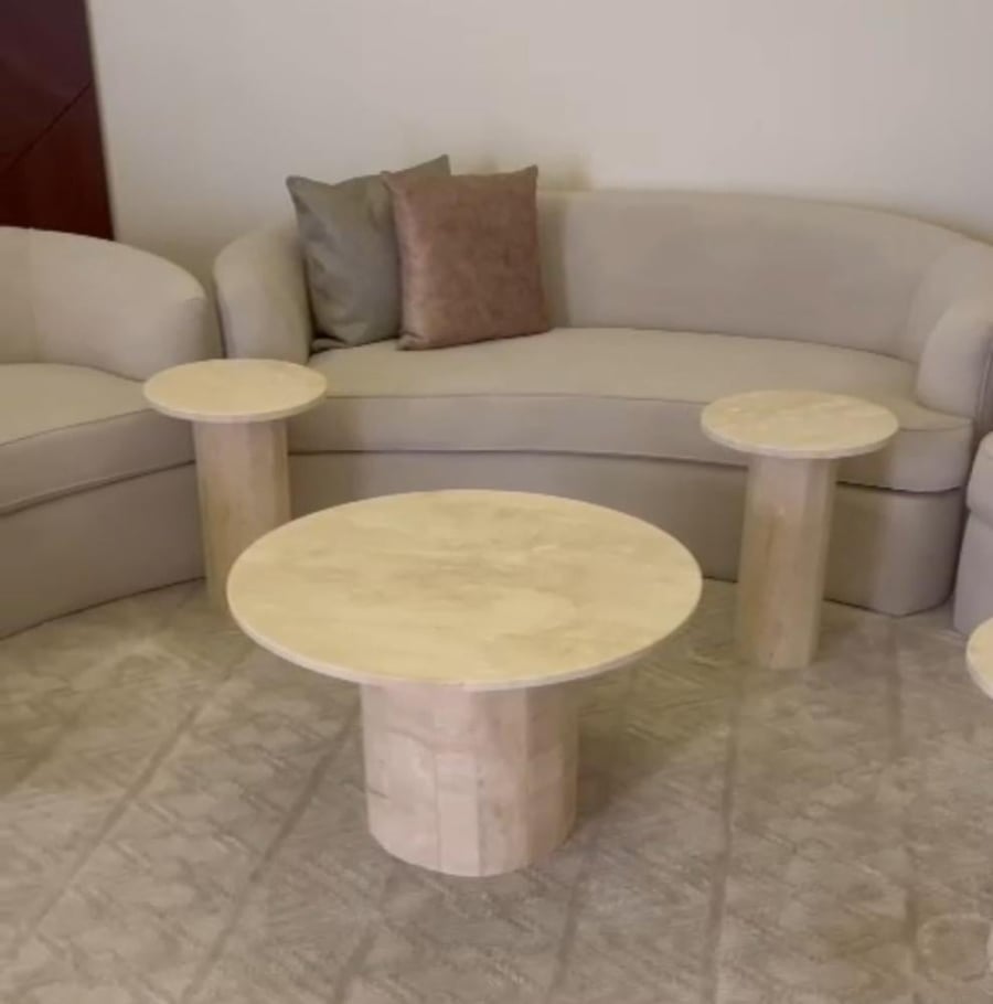 Marble table Travertine +4 service