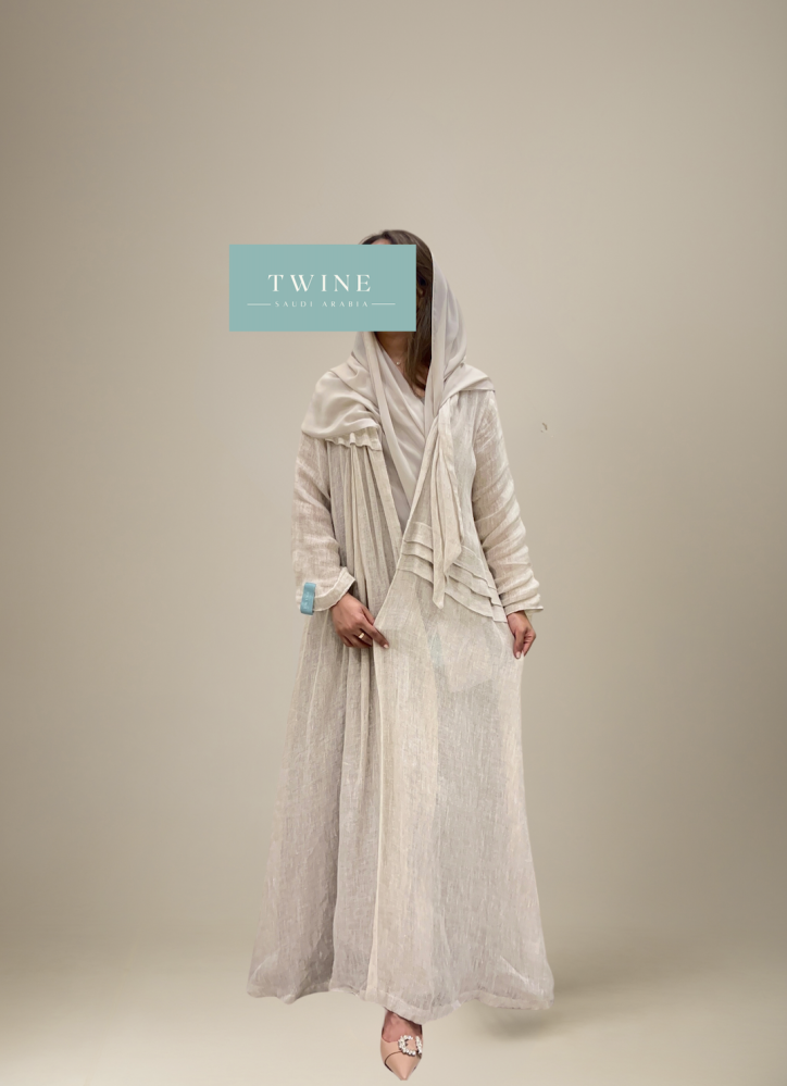 Beige Linen Abaya
