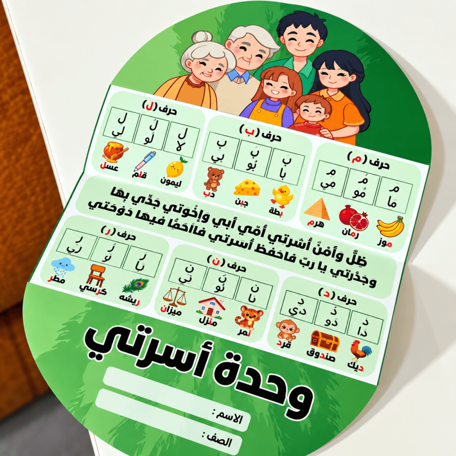 مطوية أسرتي - لغتي - اولى ابتدائي ( ترم الاول )