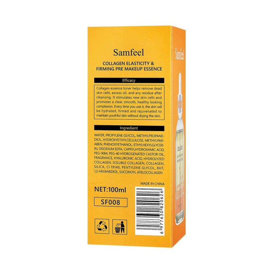 إيسنس (جوهر) "سامفيل" بالكولاجين للمرونة والشد لما قبل المكياج (SAMFEEL Collagen Elasticity & Firming Pre Makeup Essence). العناية بالبشرة