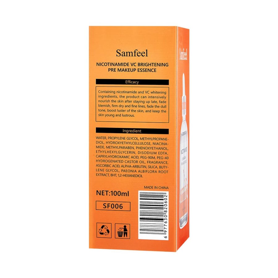 جوهر "سامفيل" المشرّق بالنيكوتيناميد وفيتامين سي لما قبل المكياج (Samfeel Nicotinamide VC Brightening Pre-Makeup Essence).