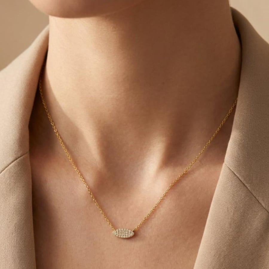 [N005] Silver necklace 925 karat plated with gold and decorated with zircon
