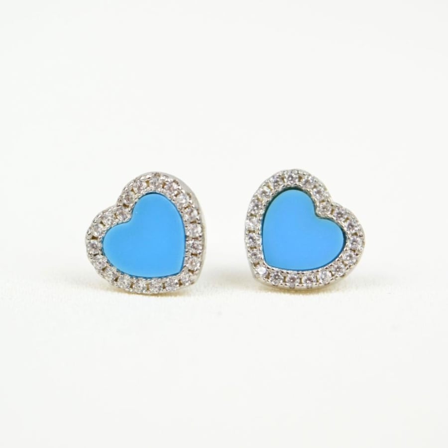 E010, silver pendant, turquoise heart - silver