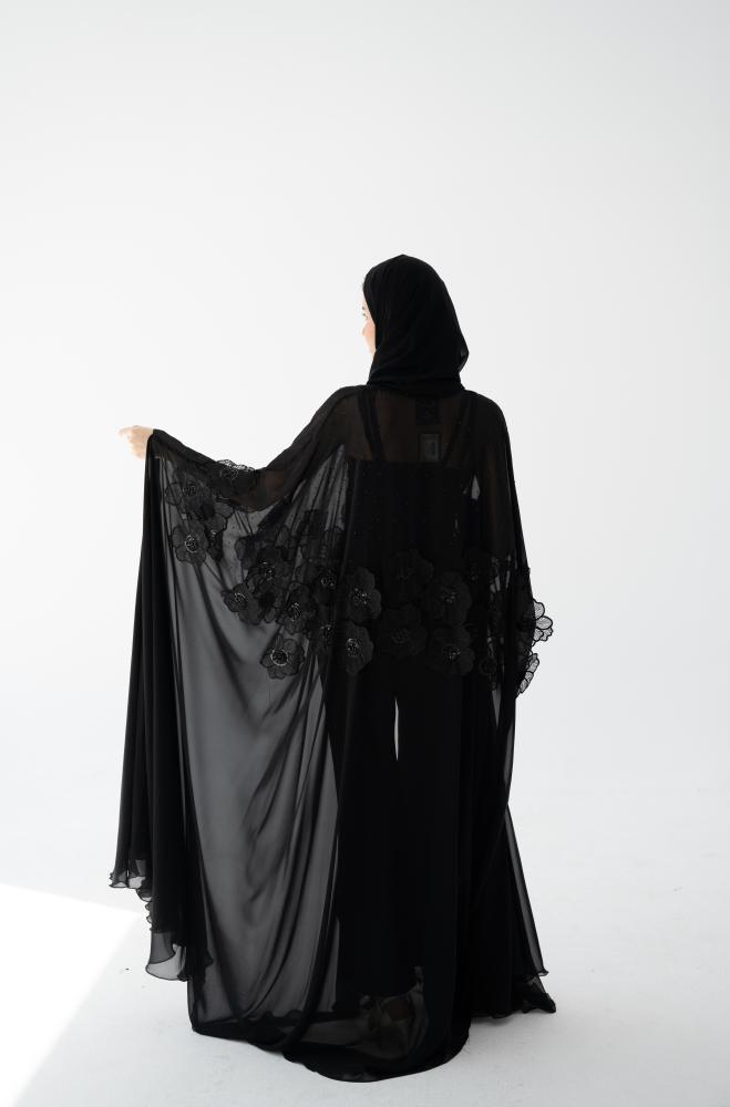 Sheer embroidered abaya