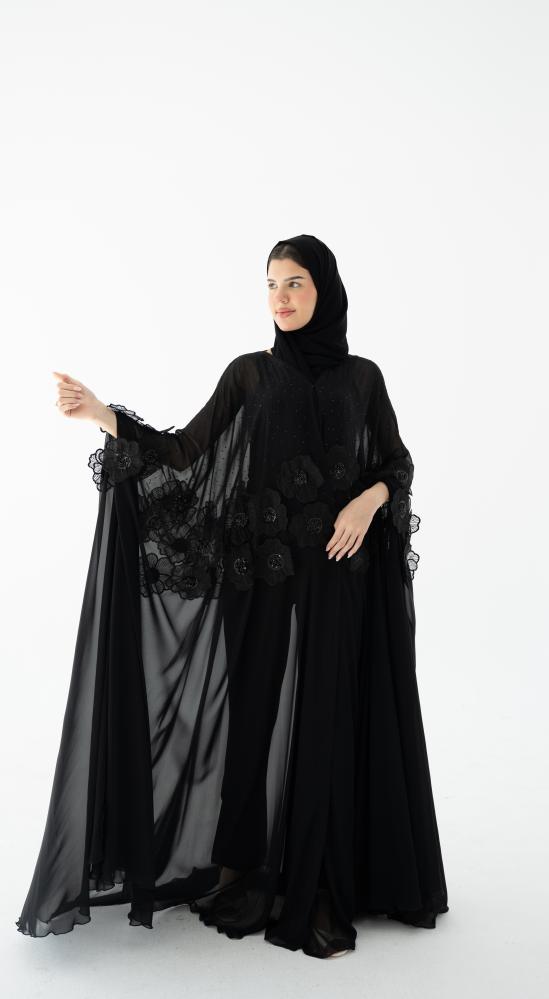 Sheer embroidered abaya