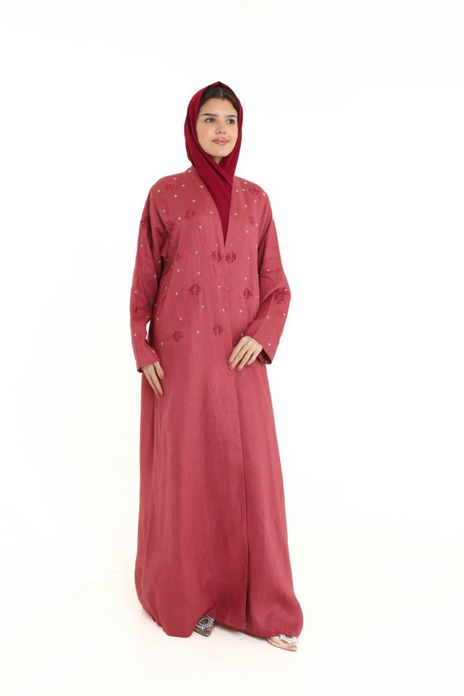 A soft abaya embroidered with small flowers