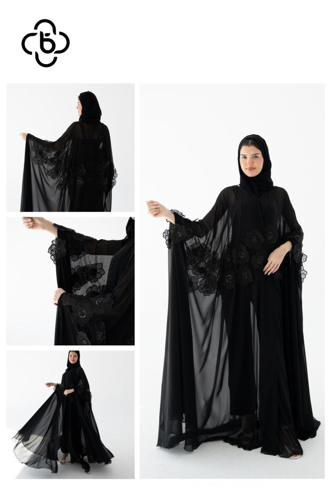 Sheer embroidered abaya