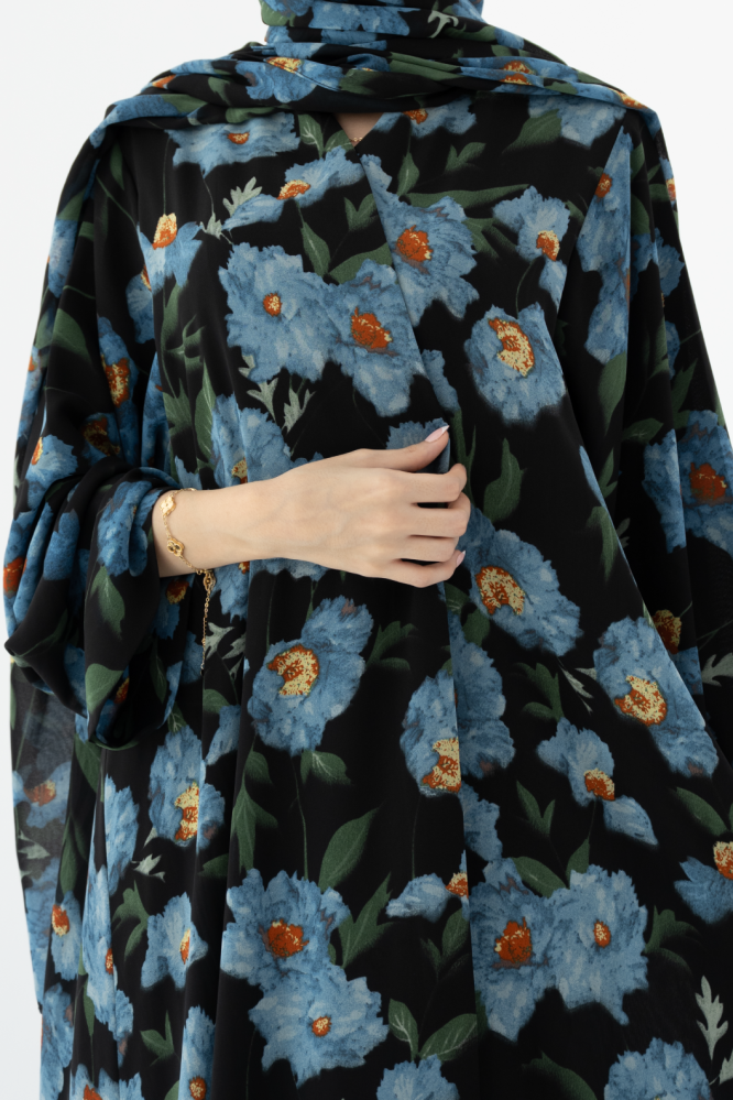 Blue floral abaya
