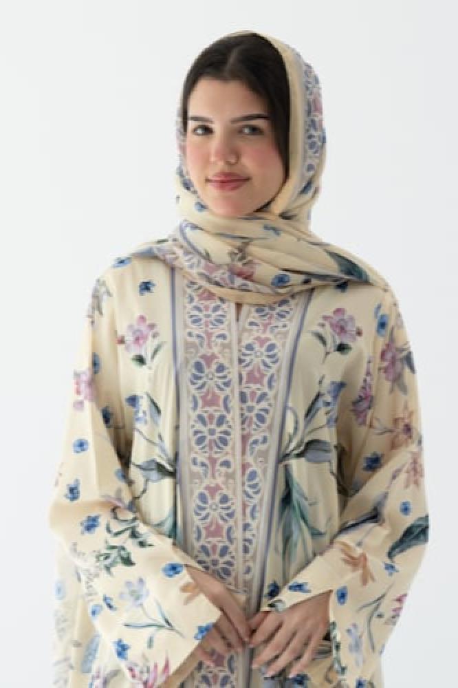 Abaya with soft flower pattern