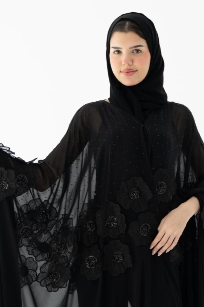 Sheer embroidered abaya