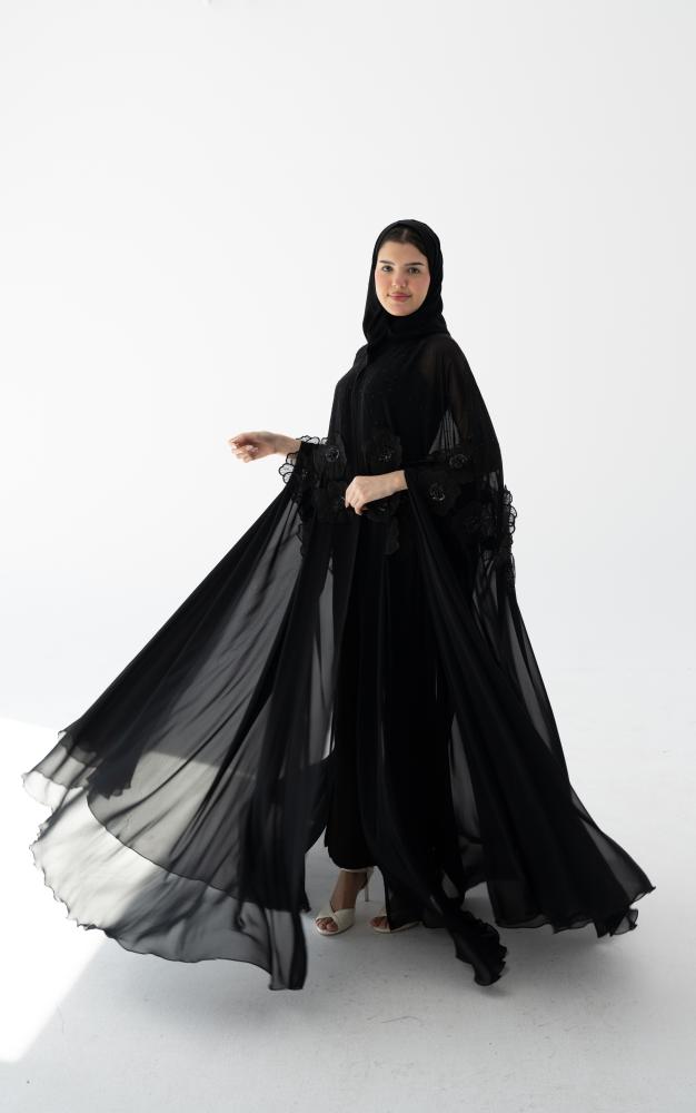 Sheer embroidered abaya