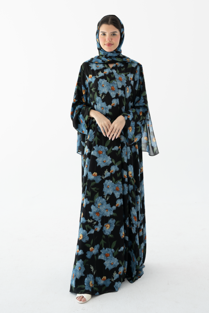 Blue floral abaya