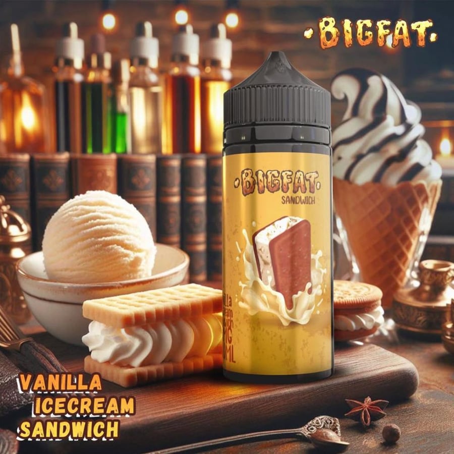 بيق فات فانيليا ايس كريم ساندوتش 100 مل - Bigfat Vanilla Ice Cream Sandwich 100ml