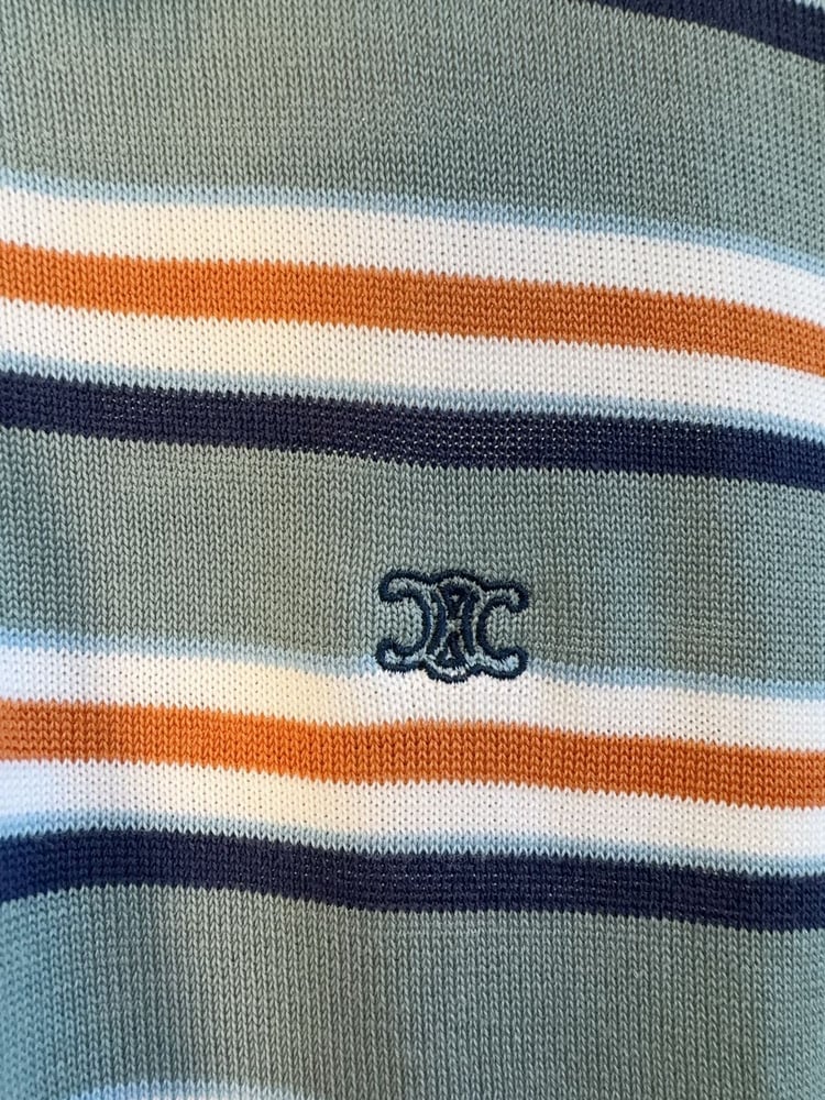 قميص بولو "سيلين" المحبوك بنقشة مقلمة (CELINE Striped Knit Polo Shirt)
