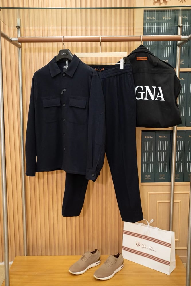 طقم كشمير فاخر من زيانيا (Zegna Cashmere Overshirt & Trousers Set)