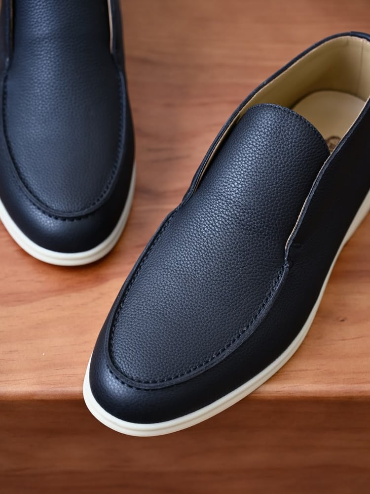 حذاء لورو بيانا الرجالي الفاخر من الجلد الطبيعي ( Loro Piana Open Walk Grained Leather )