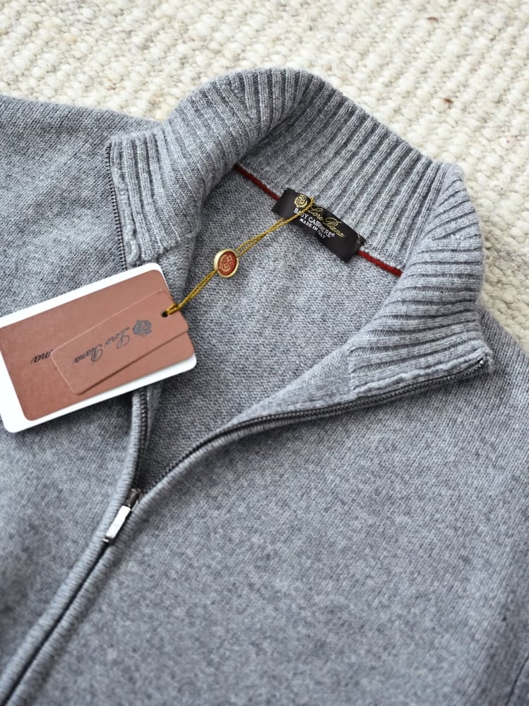 سترة لورو بيانا الرجالية الكشمير بسحاب كامل (Loro Piana Full-Zip Cashmere Cardigan)