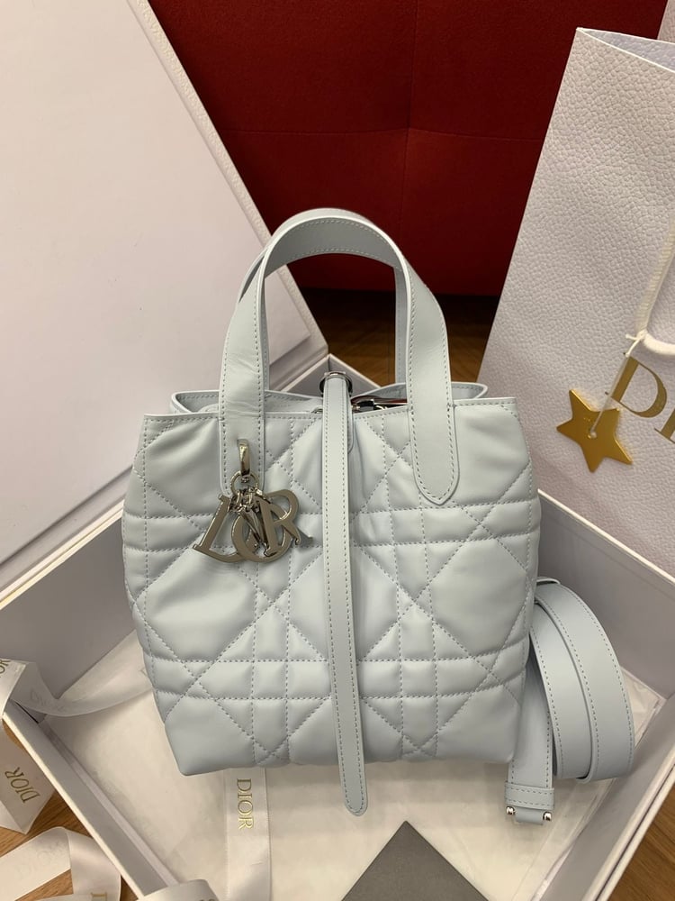 حقيبة ديور توت (Dior Toujours) الفاخرة بلون أزرق سماوي ناعم سمول