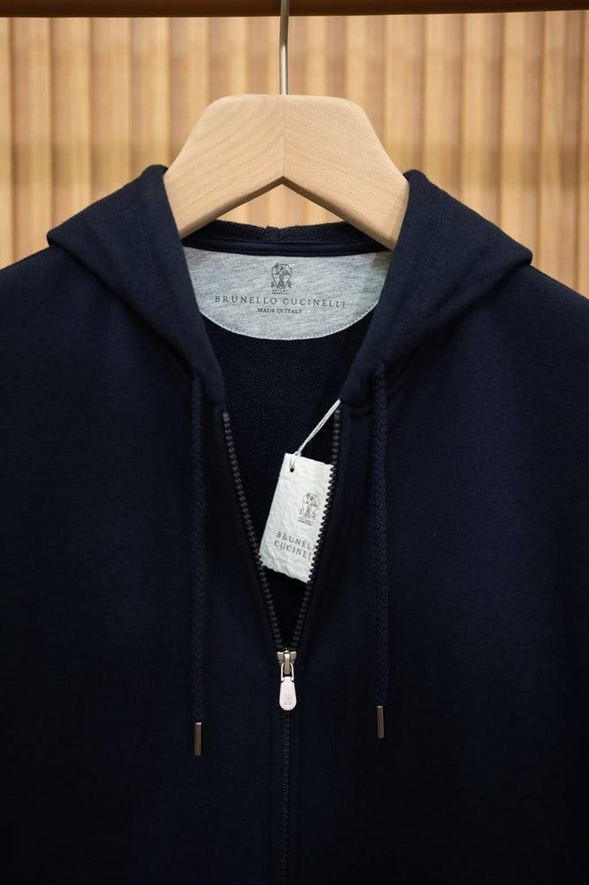 طقم صوف فاخر بسحاب من برونيلو كوتشينيلي - كحلي | Brunello Cucinelli Tracksuit